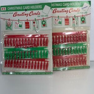 2 Vintage Christmas Card Holders Hang Up Your Greeting Cards On The Line 45 Pins
